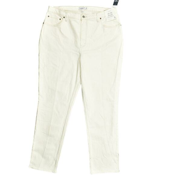 NWT Abercrombie Women's Tall 18L Straight Jeans White The 90's Ultra High Rise - Picture 1 of 9